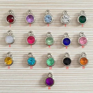 12pcs/lot mixed Birthstone charms 11mm Acrylic for Diy Personalized Necklace and Bracelet Free shipping