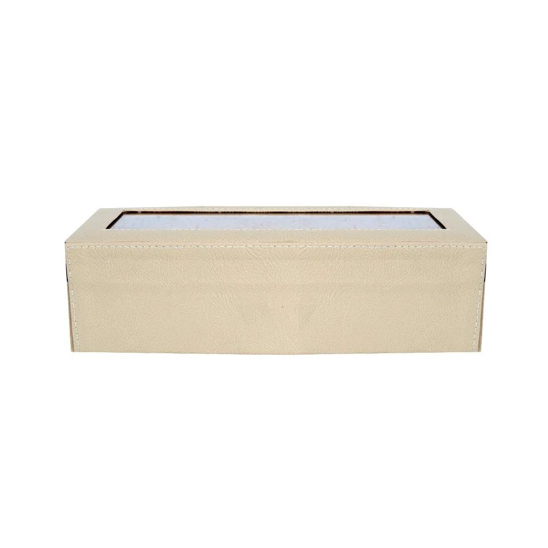 4 Slots Stylish Beige Watch Box with Viewing Window