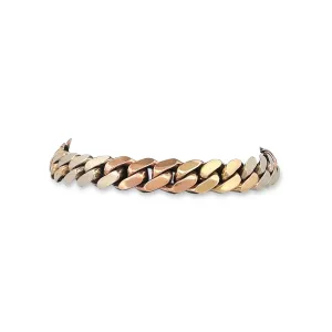 9.5mm Cuban Bracelet in Solid 10k Tri-tone Gold