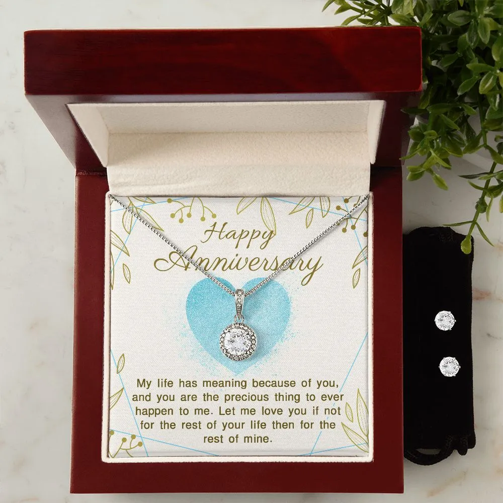 Anniversary Necklace Earring Gift Set, Eternal Hope Cubic Zirconia Gift for Her