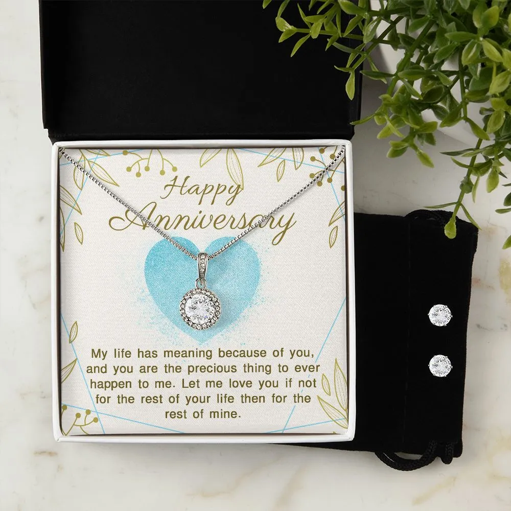 Anniversary Necklace Earring Gift Set, Eternal Hope Cubic Zirconia Gift for Her