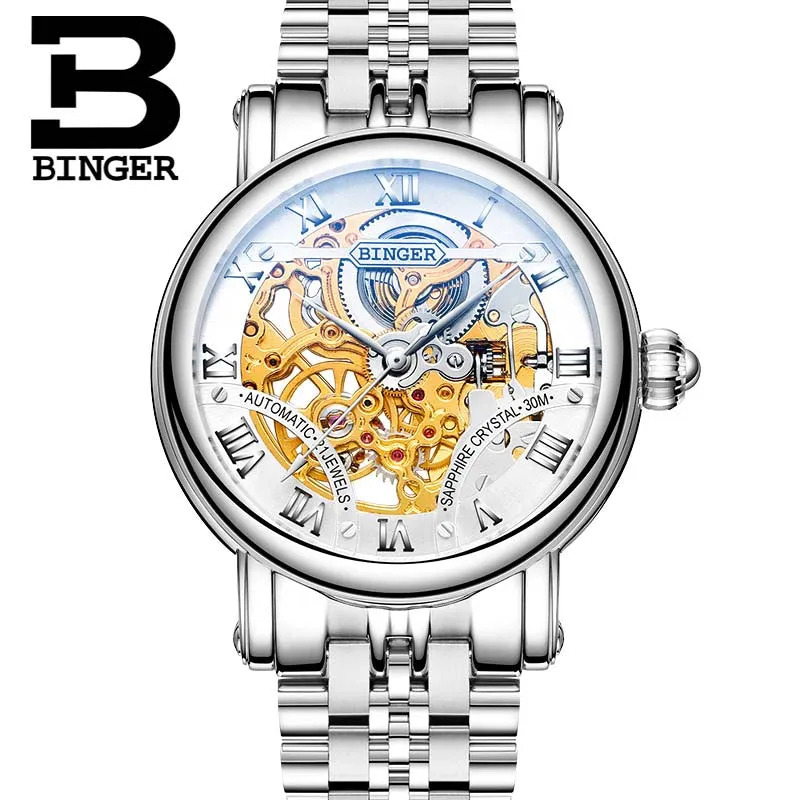 Binger Swiss Hollow Mechanical Watch Men B 5066