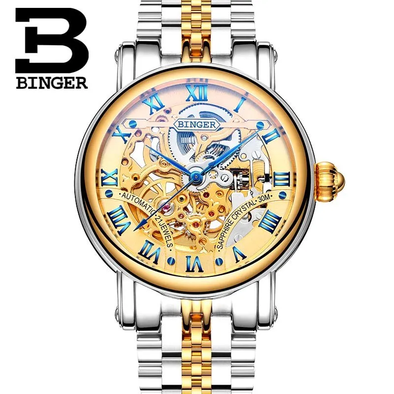 Binger Swiss Hollow Mechanical Watch Men B 5066