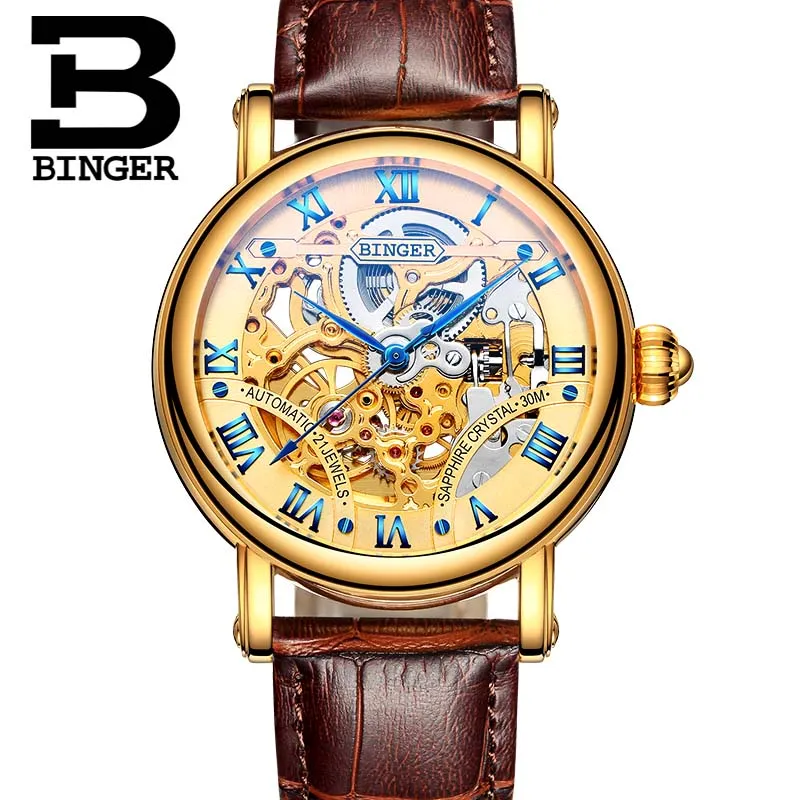 Binger Swiss Hollow Mechanical Watch Men B 5066