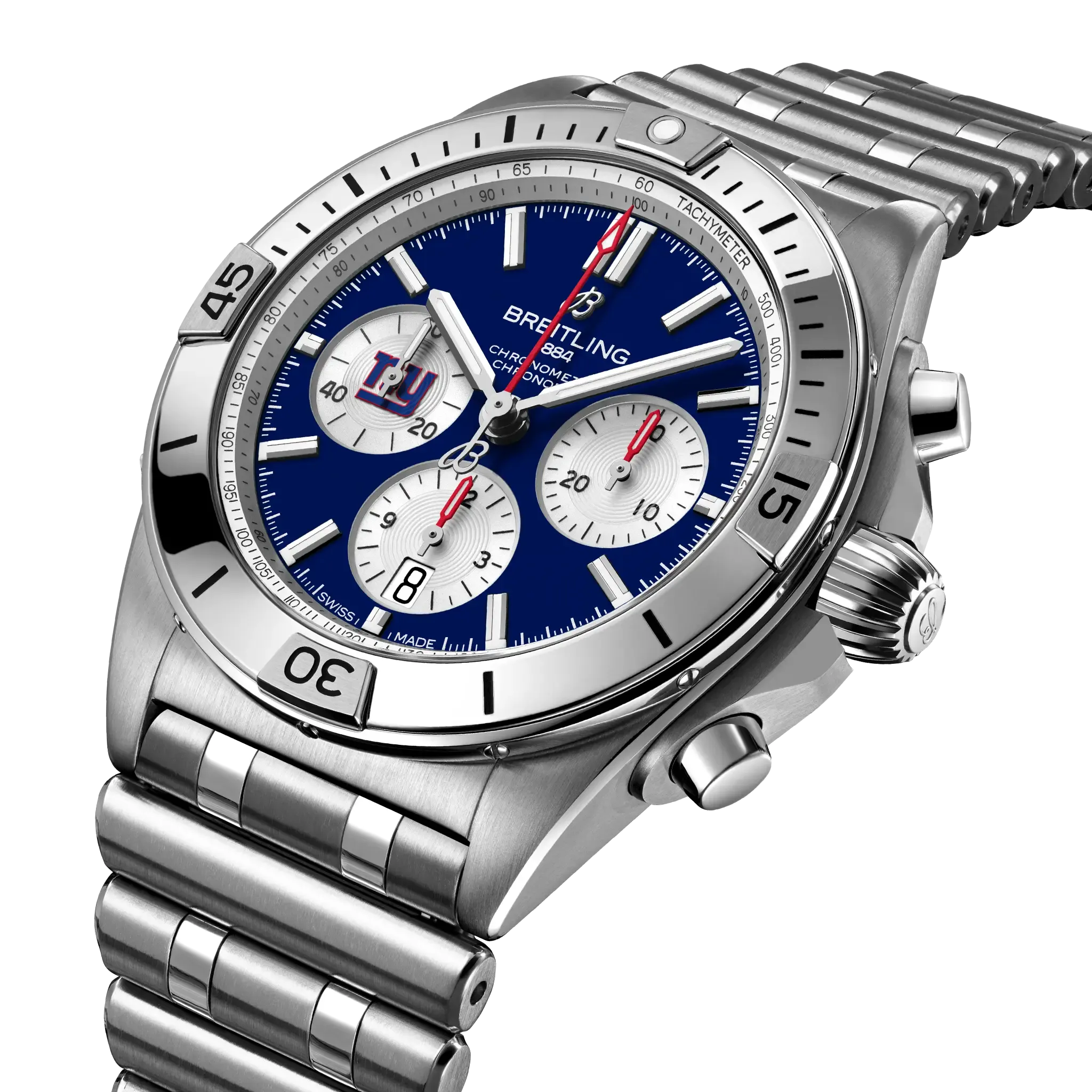 Breitling Chronomat B01 42 NFL New York Giants Edition with Stainless Steel Bracelet