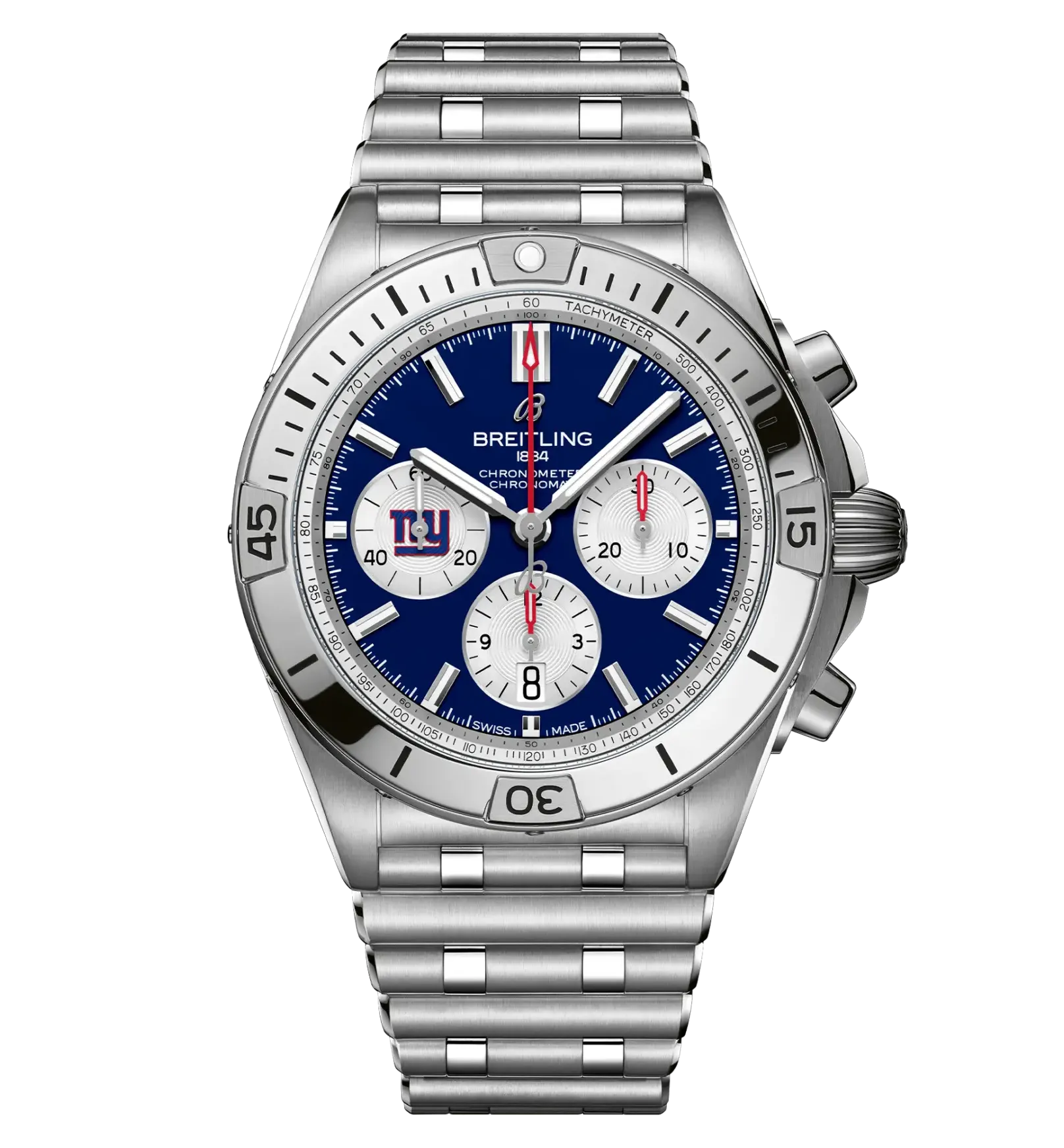 Breitling Chronomat B01 42 NFL New York Giants Edition with Stainless Steel Bracelet