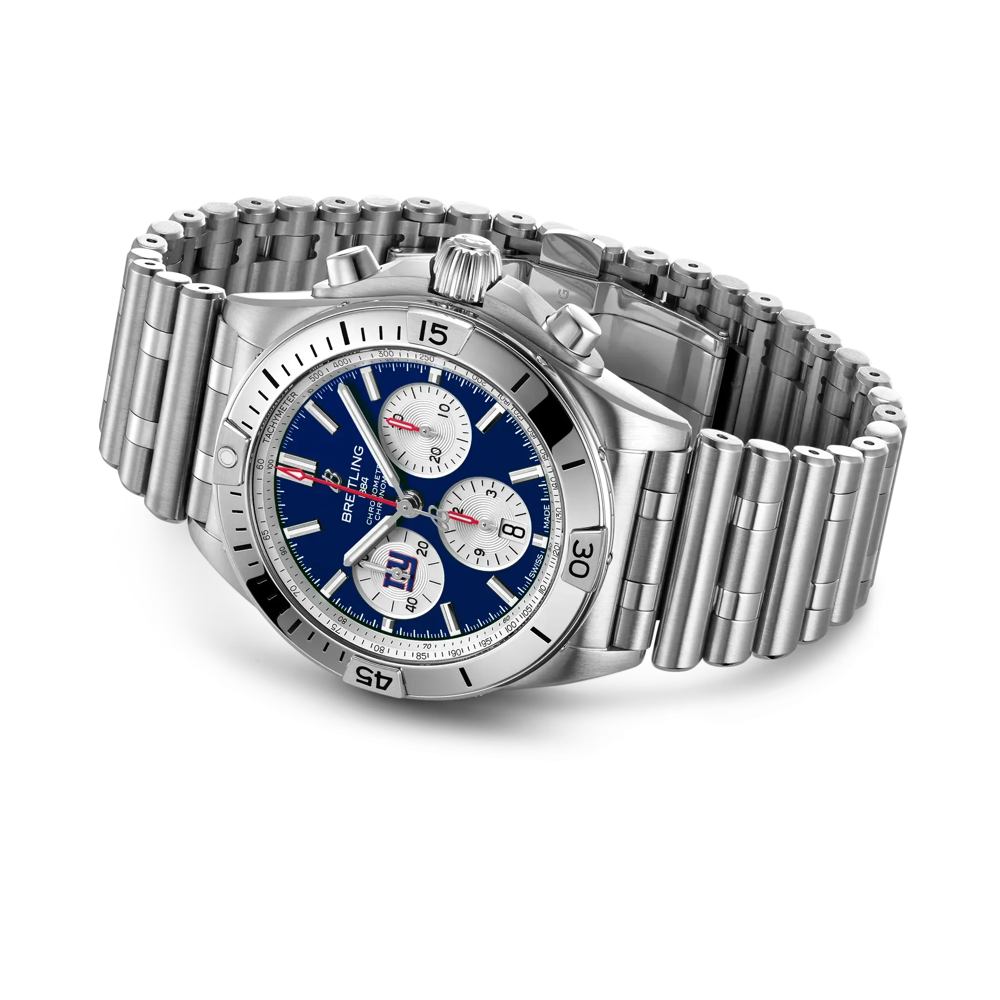 Breitling Chronomat B01 42 NFL New York Giants Edition with Stainless Steel Bracelet