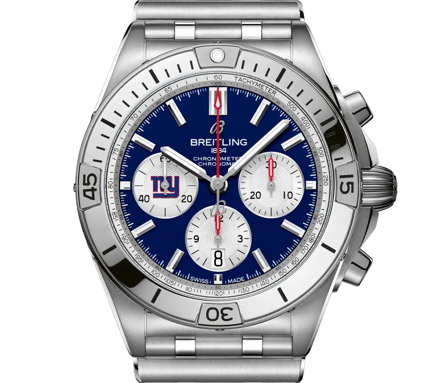 Breitling Chronomat B01 42 NFL New York Giants Edition with Stainless Steel Bracelet