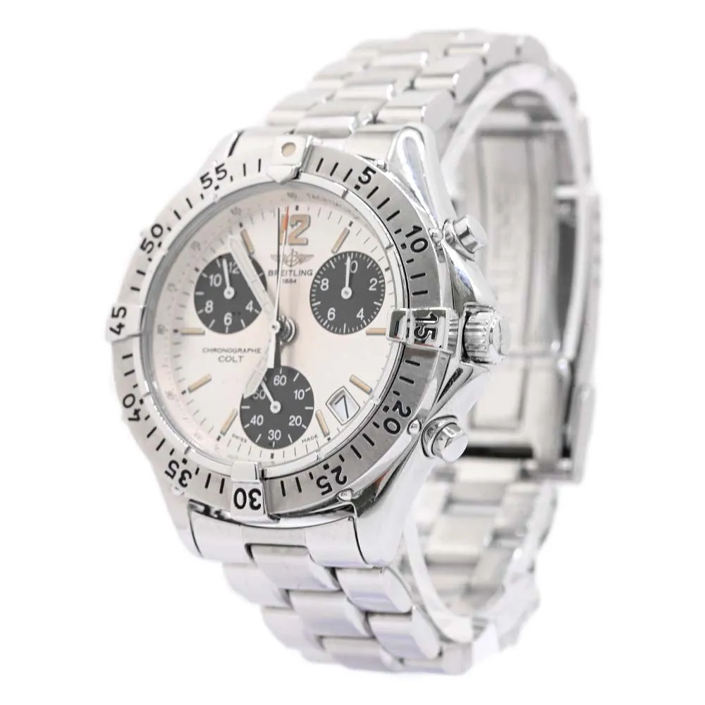 Breitling Men's Colt Stainless Steel 38mm White Chronograph Dial Watch Reference #: A53035