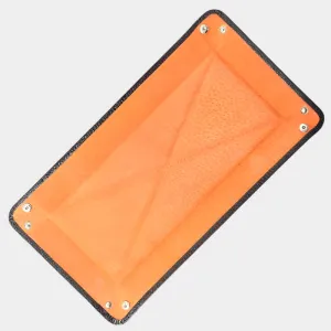 Brown Leather & Orange Suede Large Travel Tray