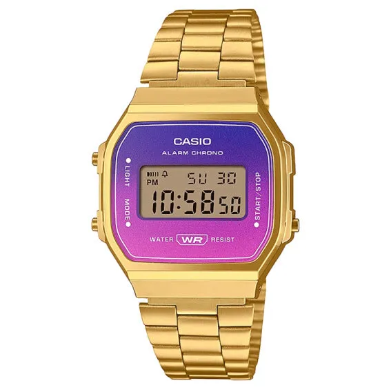 Casio Watch Digital Vintage Gold Pink/Purple A168WERG-2ADF