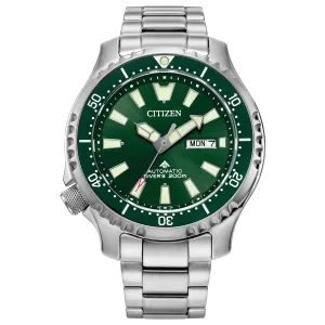 Citizen Automatic Stainless Watch with Green Dial NY0151-59X