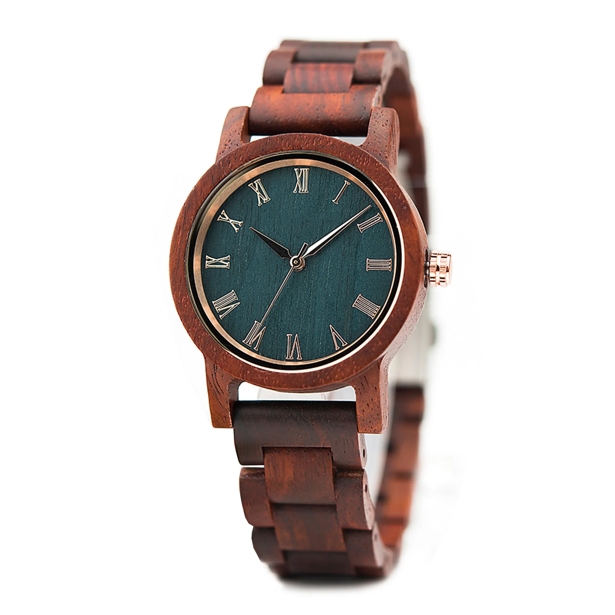 Colorado - Red Sandalwood Green Face Lady Watch