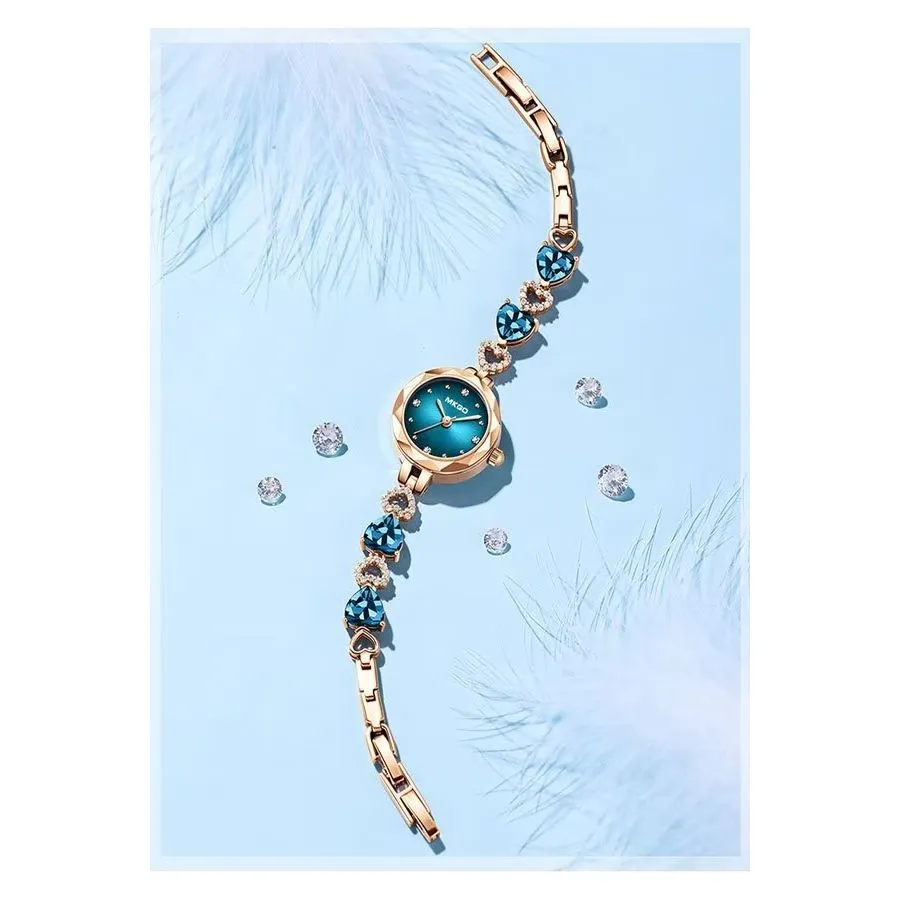 CrystalOcean Slim Blue Crystal Bracelet Watch