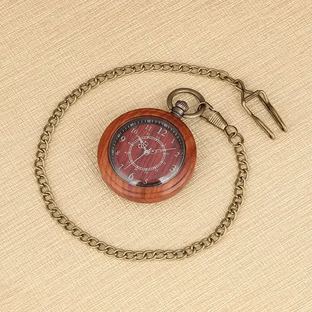 Double Circle Wooden Pocket Watch