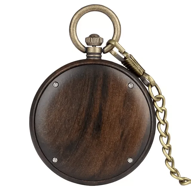 Double Circle Wooden Pocket Watch