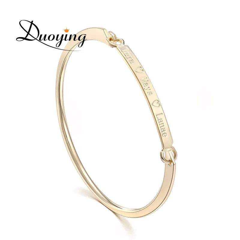 DUOYING 40*4 mm Gold Bar Bangle Bracelet Custom Name Copper Bracelet Personalize Initial Engrave Name Bracelet & Bangle for Etsy