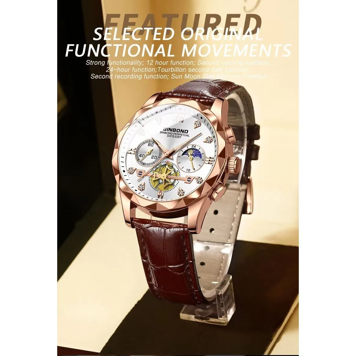 Elegant Quartz T35 Round Crystal Glass Dress Watch