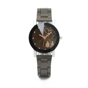 Fashion  Watch Couple Stylish  Glass  Steel Band Quartz Watch