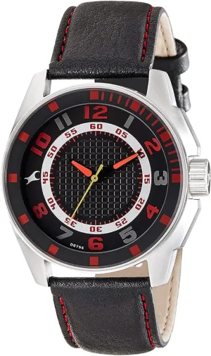 Fastrack Men's Watch Analog, Black Dial Black Leather Strap, 3089SL12