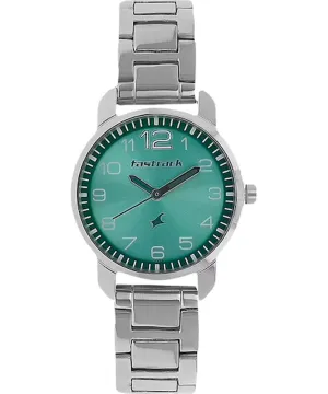 Fastrack, Women’s  Watch Analog, Green Dial Silver Metal Band, 6111SM02