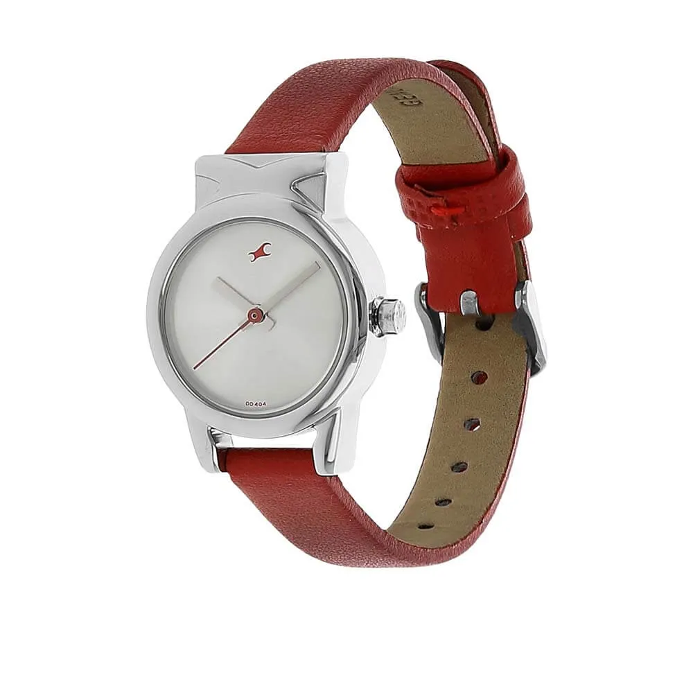 Fastrack, Women’s  Watch Analog, White Dial Brown Leather Strap, 6088SL02