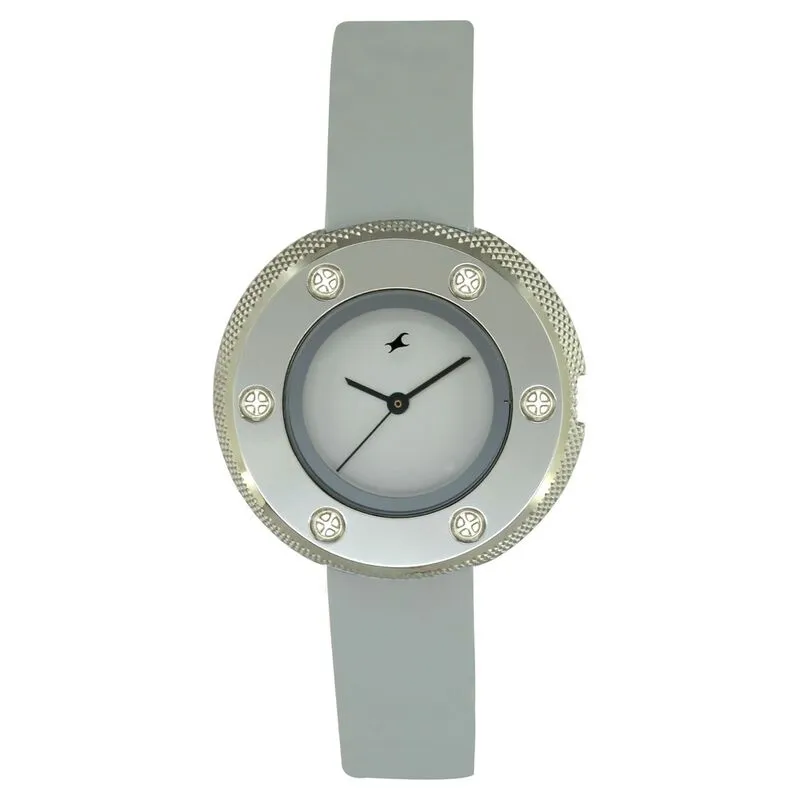 Fastrack, Women's Watch Analog, White Dial White Leather Band, 6051SL01