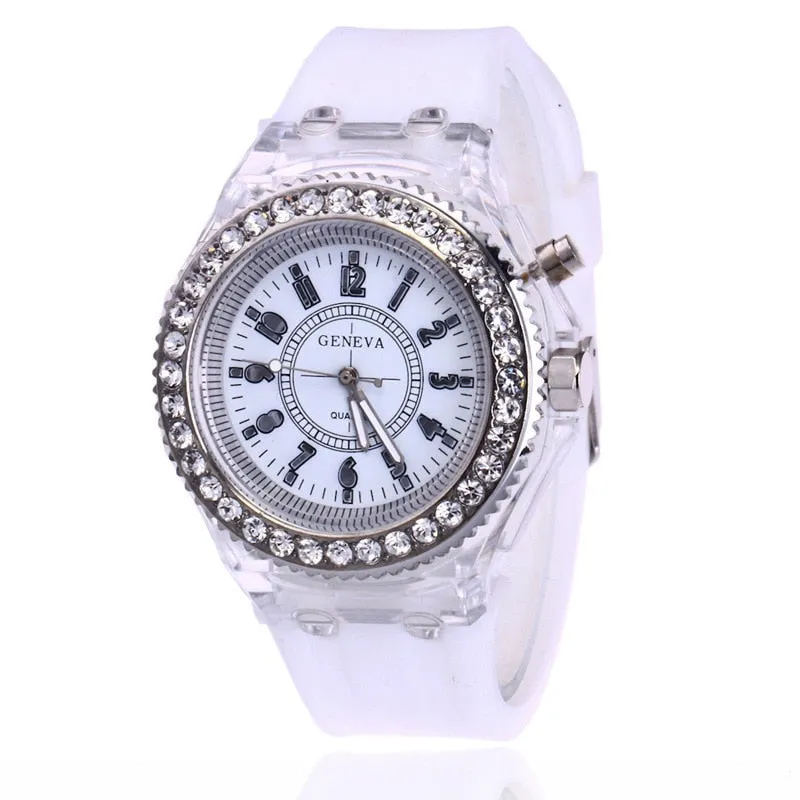 Flash Luminous Rhinestone Led Watch Trends for girls