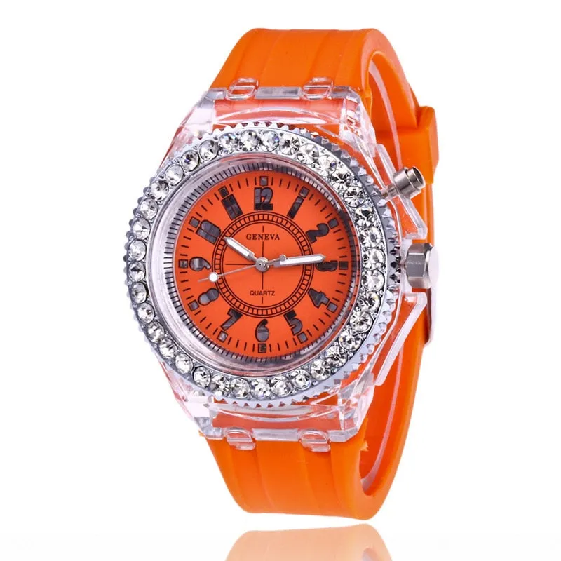 Flash Luminous Rhinestone Led Watch Trends for girls