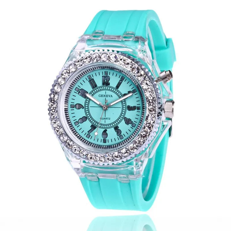 Flash Luminous Rhinestone Led Watch Trends for girls