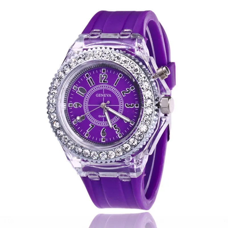 Flash Luminous Rhinestone Led Watch Trends for girls