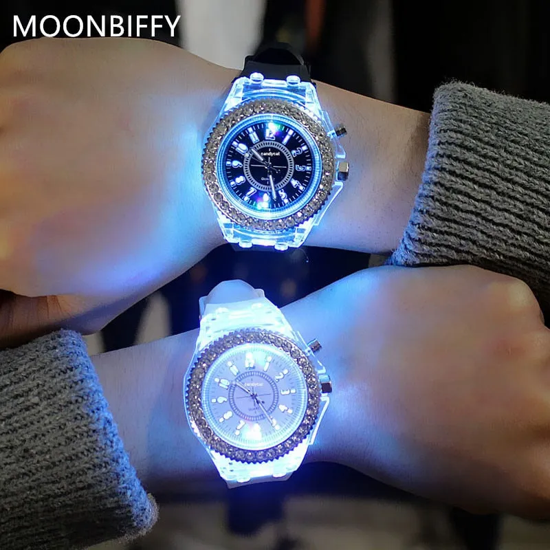 Flash Luminous Rhinestone Led Watch Trends for girls