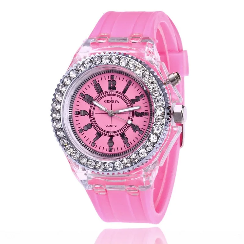 Flash Luminous Rhinestone Led Watch Trends for girls