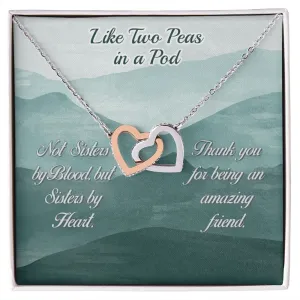 Friend Like a Sister Necklace Gift Card Interlocking Hearts Best Friend Necklace