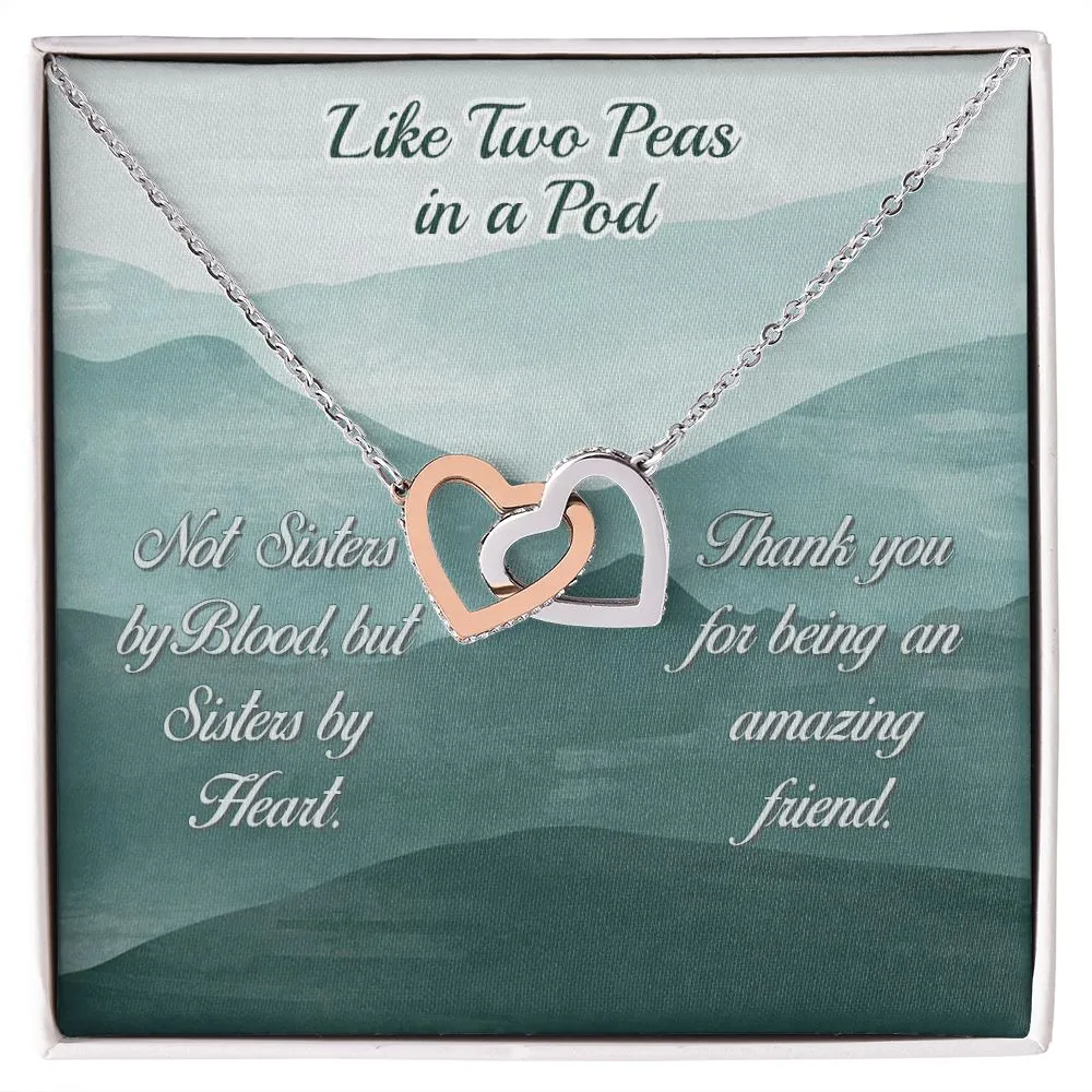 Friend Like a Sister Necklace Gift Card Interlocking Hearts Best Friend Necklace