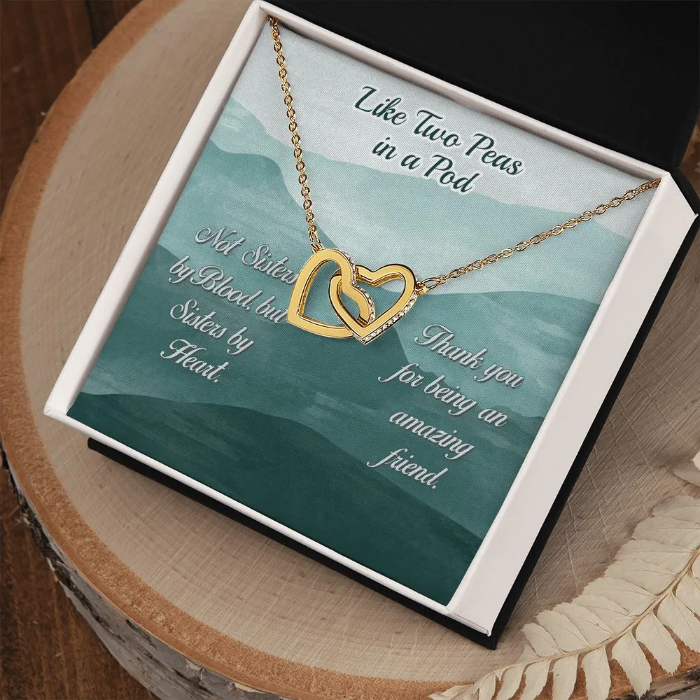 Friend Like a Sister Necklace Gift Card Interlocking Hearts Best Friend Necklace