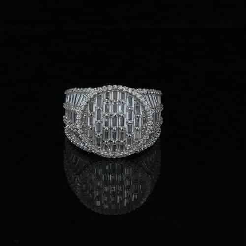 FROSTY 925 RHODIUM MENS ICED OUT RING WITH SPARKLING CZ STONES