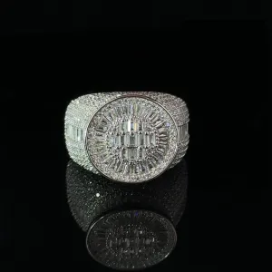 FROSTY 925 RHODIUM MENS ICED OUT RING WITH SPARKLING CZ STONES