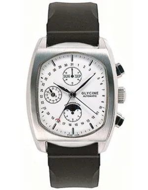 Glycine Altus Complique - White Face - Black Rubber Strap