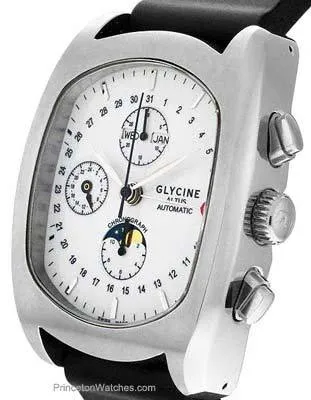 Glycine Altus Complique - White Face - Black Rubber Strap