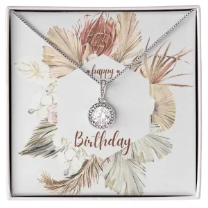 Happy Birthday Jewelry Gifts Floral Card Insert Cubic Zirconia Stainless Steel