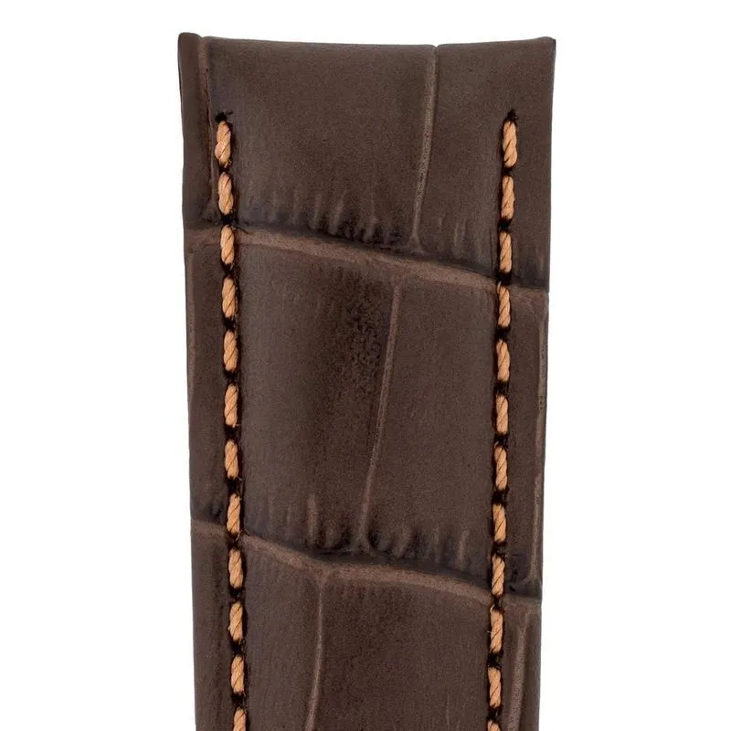 Hirsch GRAND DUKE Water-Resistant Alligator Embossed Sport Watch Strap in BROWN