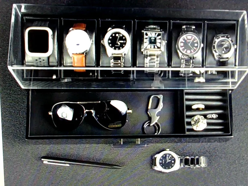 Kamier Carbon Fiber Watch Box Organizer with 6 Slots