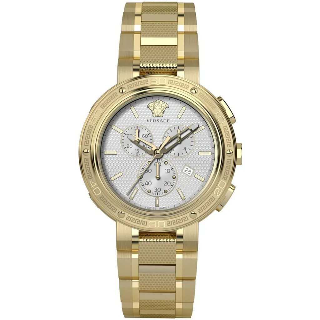 Luxury Quartz Chronograph Watch with Stainless Steel and Yellow Gold Case and Band