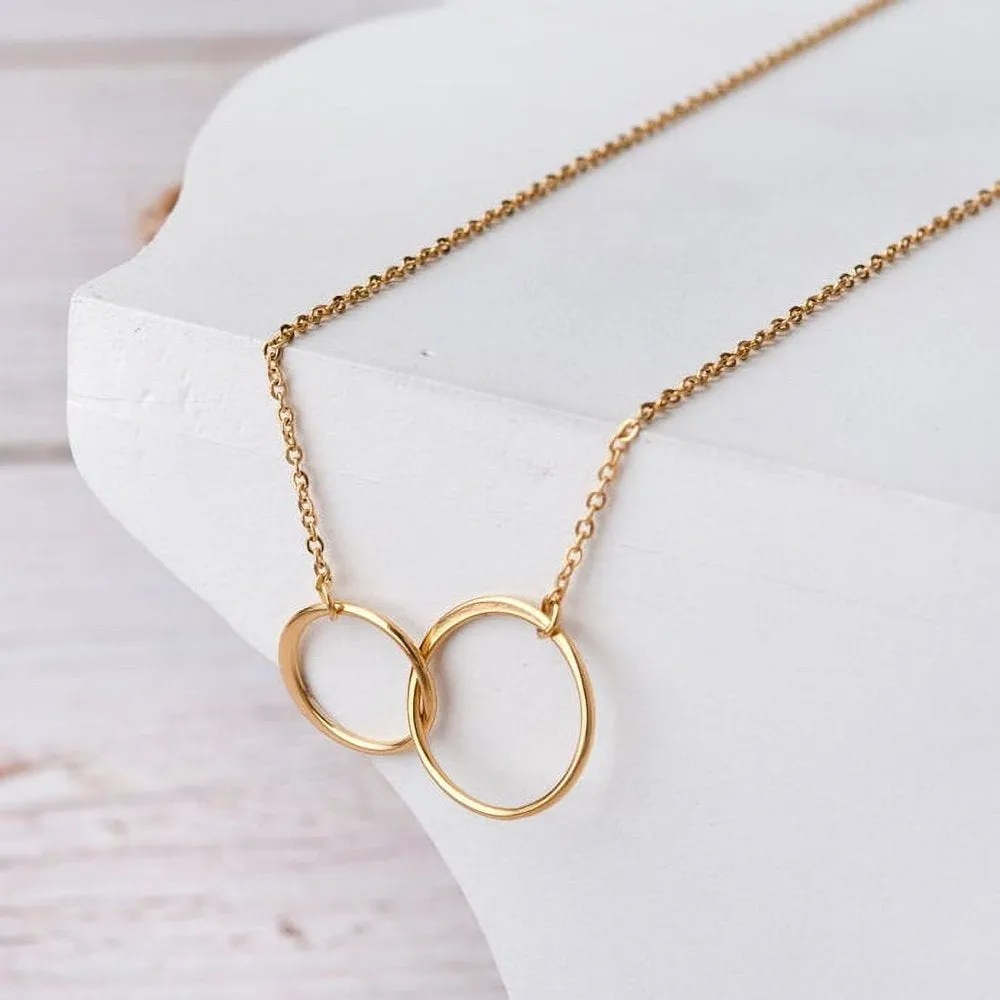 Matching Infinity Card Necklace, Matching Mother's Day Gift for Her, Mom and Daughter Jewelry, Mom and Daughter Infinity Ring Necklaces [Gold Infinity Ring, No-Personalized Card]