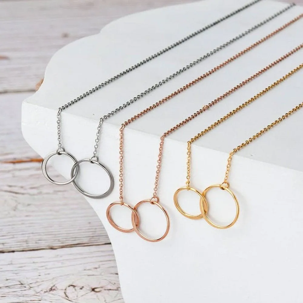 Matching Infinity Card Necklace, Matching Mother's Day Gift for Her, Mom and Daughter Jewelry, Mom and Daughter Infinity Ring Necklaces [Gold Infinity Ring, No-Personalized Card]