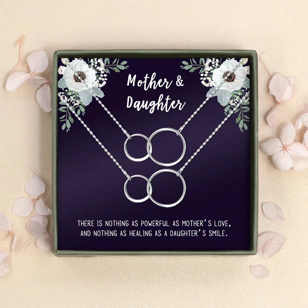 Matching Infinity Card Necklace, Matching Mother's Day Gift for Her, Mom and Daughter Jewelry, Mom and Daughter Infinity Ring Necklaces [Gold Infinity Ring, No-Personalized Card]