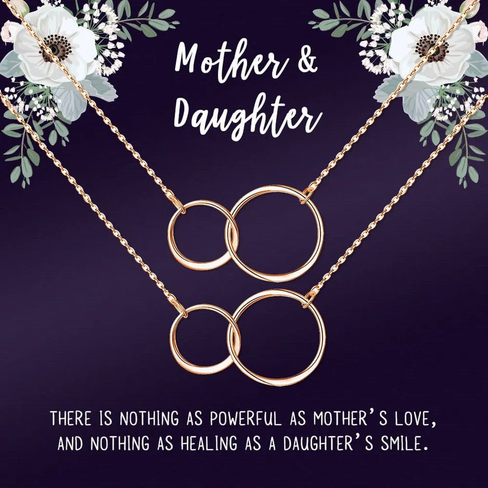 Matching Infinity Card Necklace, Matching Mother's Day Gift for Her, Mom and Daughter Jewelry, Mom and Daughter Infinity Ring Necklaces [Gold Infinity Ring, No-Personalized Card]