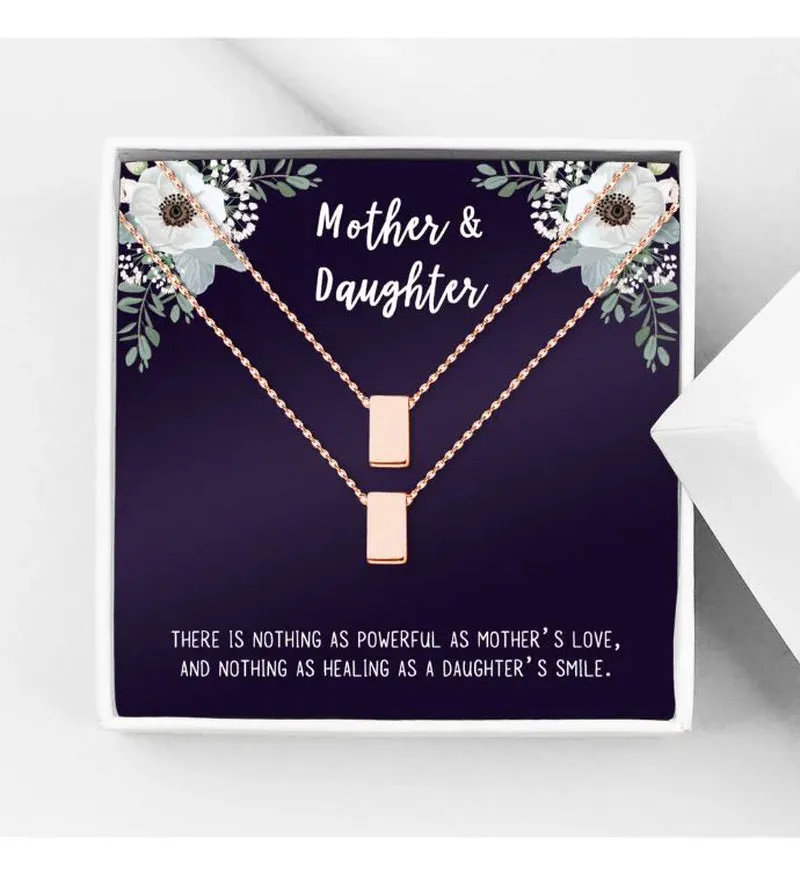 Matching Infinity Card Necklace, Matching Mother's Day Gift for Her, Mom and Daughter Jewelry, Mom and Daughter Infinity Ring Necklaces [Gold Infinity Ring, No-Personalized Card]