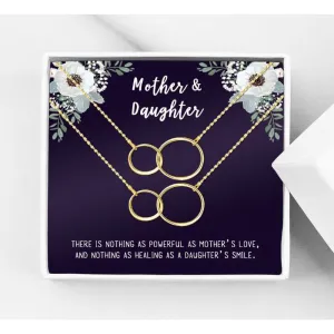 Matching Infinity Card Necklace, Matching Mother's Day Gift for Her, Mom and Daughter Jewelry, Mom and Daughter Infinity Ring Necklaces [Gold Infinity Ring, No-Personalized Card]